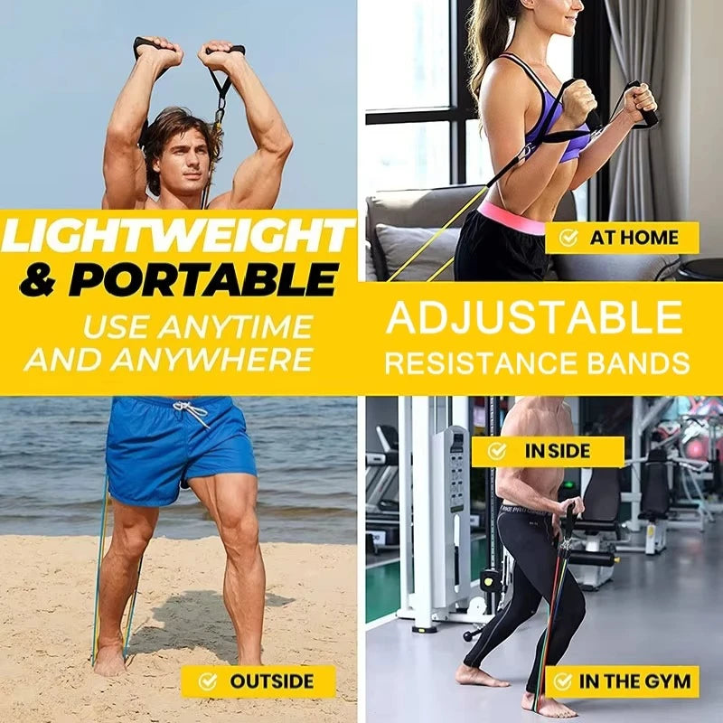 11 Piece Resistance Bands Set with Ankle Straps &amp; Chest Expander