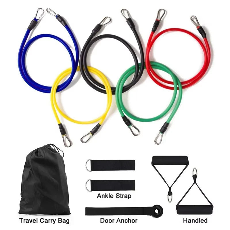 11 Piece Resistance Bands Set with Ankle Straps &amp; Chest Expander
