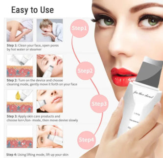 Ultrasonic Skin Scrubber – Electric Facial Spatula for Deep Pore Cleansing, Blackhead Removal & Lifting