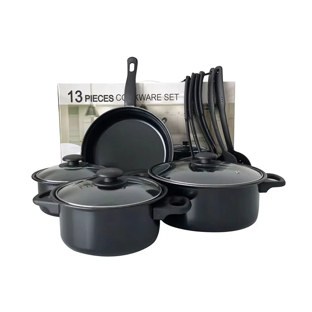 13 Piece Camping Cookware Set – Premium Non-Stick Cast Iron Pots & Pans for Outdoor Cooking