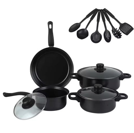 13 Piece Camping Cookware Set – Premium Non-Stick Cast Iron Pots & Pans for Outdoor Cooking