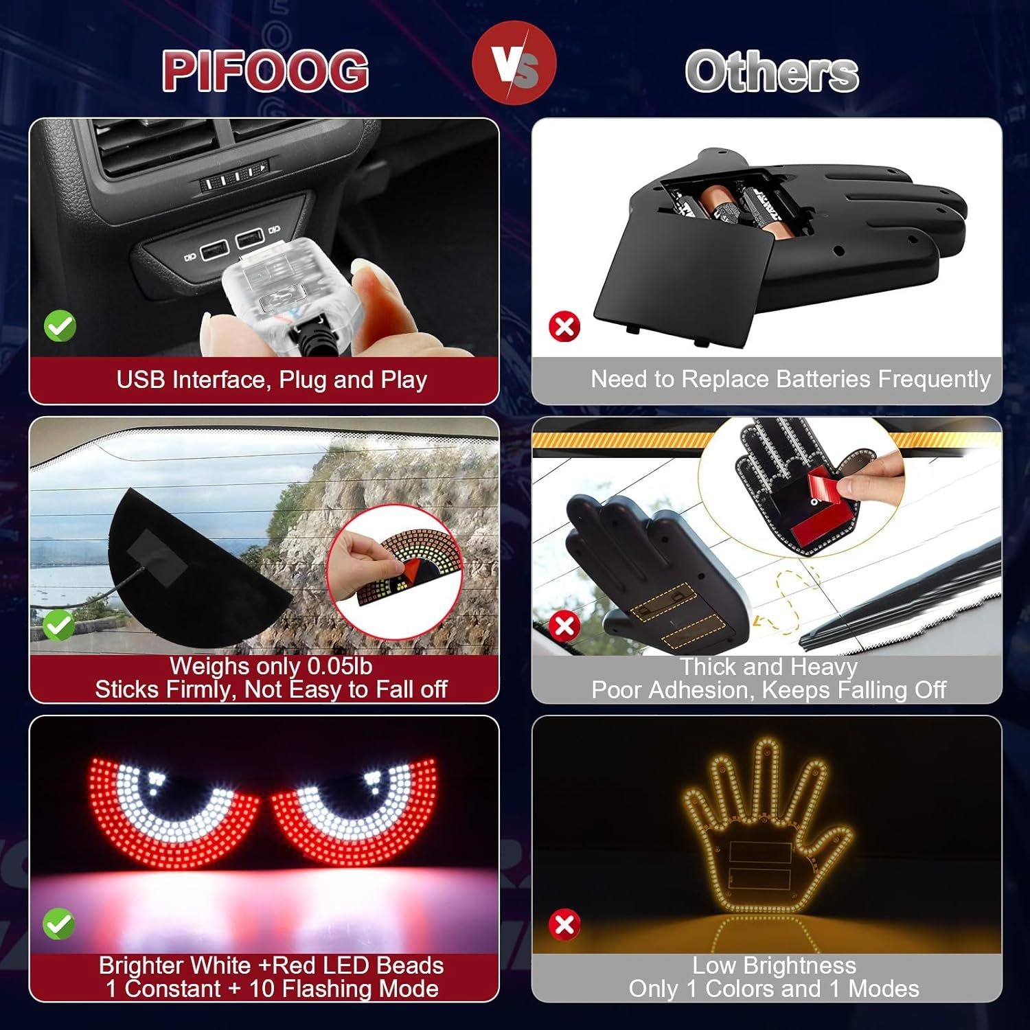 USB Dynamic Devil Eyes Light – Flexible LED Car Windshield Display for Cars & Trucks