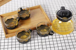2L Glass Flower Teapot Set 5 Piece Kung Fu Tea Set with Filter