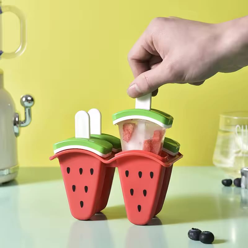 Watermelon Shape Ice Cream Mold with Cover – DIY Popsicle Maker for Homemade Ice Cream