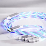 3 in 1 LED Flowing Charging Cable 3A PD – Fast Charger with Glowing Streamer Light