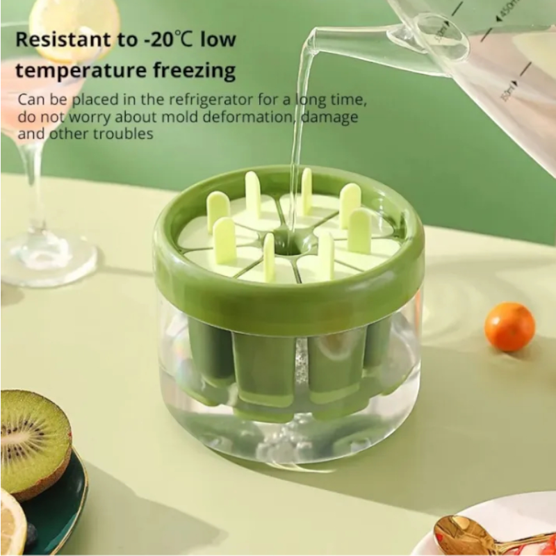 8 Hole Ice Cream Maker with Ice Storage Box – DIY Popsicle Mold for Home & Kitchen