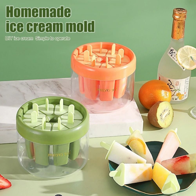 8 Hole Ice Cream Maker with Ice Storage Box – DIY Popsicle Mold for Home & Kitchen