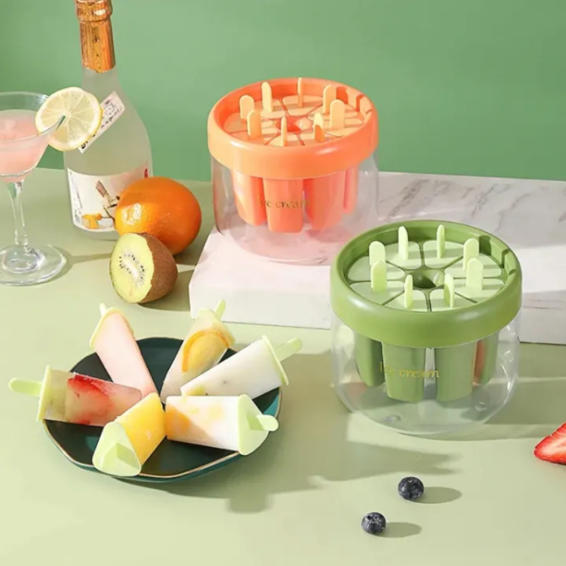 8 Hole Ice Cream Maker with Ice Storage Box – DIY Popsicle Mold for Home & Kitchen