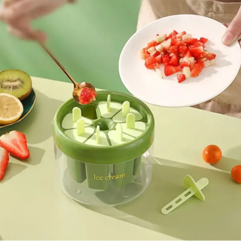 8 Hole Ice Cream Maker with Ice Storage Box – DIY Popsicle Mold for Home & Kitchen