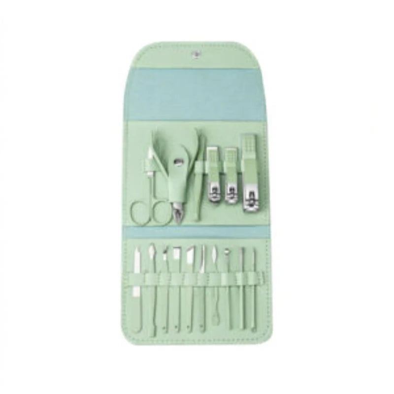 16 Piece Nail Clipper Set with Leather Case – Stainless Steel Nail Care Tools | Dead Skin Remover