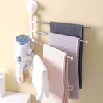 5-in-1 Multifunctional Rotating Towel Holder with Hooks – Wall Mounted Space Saver
