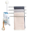 5-in-1 Multifunctional Rotating Towel Holder with Hooks – Wall Mounted Space Saver