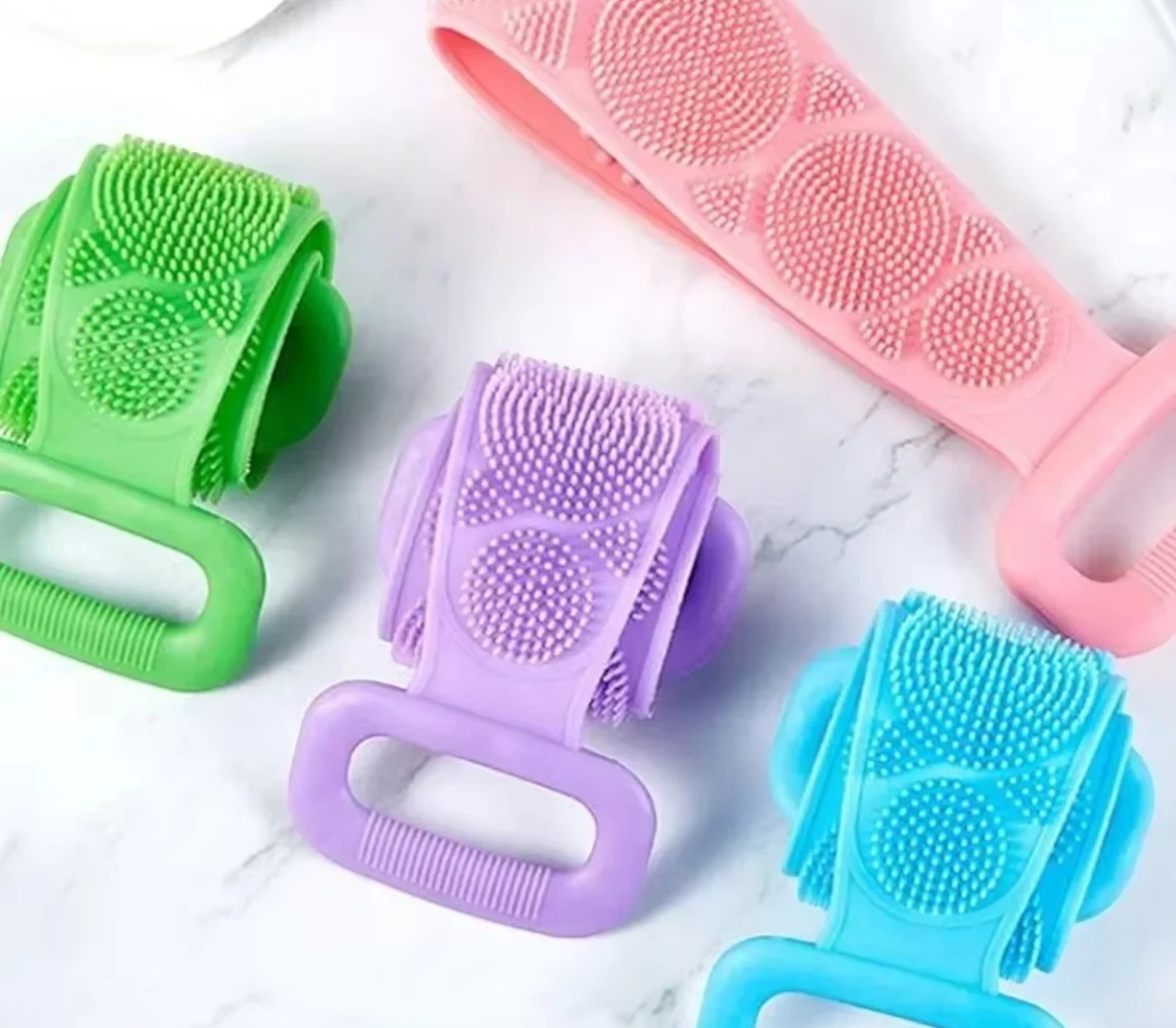 Silicone Exfoliating Bath Brush Belt – Double-Sided Back Scrubber for Deep Cleaning & Massage
