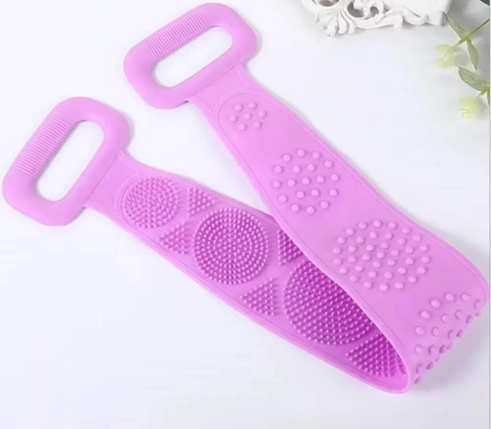 Silicone Exfoliating Bath Brush Belt – Double-Sided Back Scrubber for Deep Cleaning & Massage