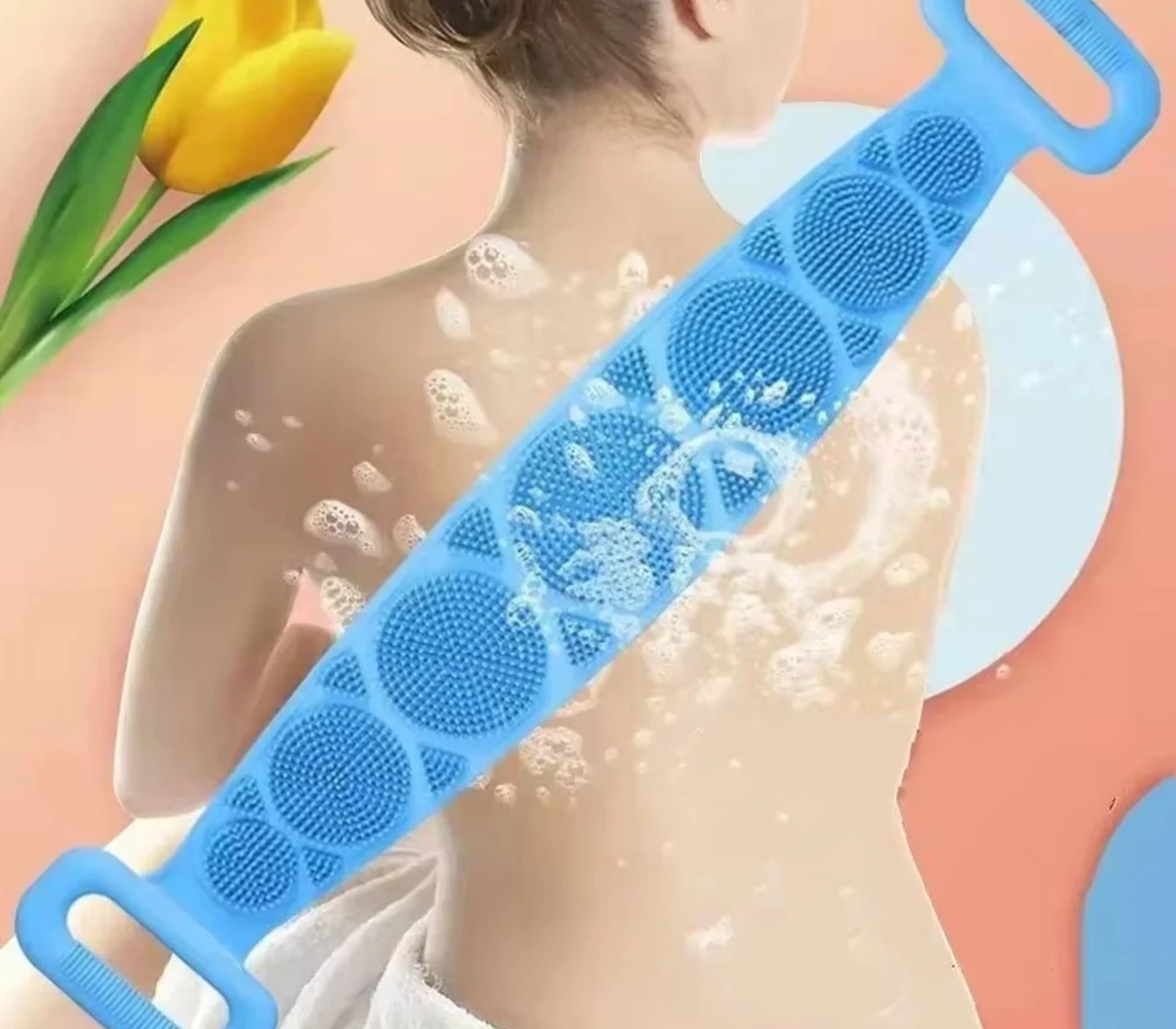 Silicone Exfoliating Bath Brush Belt – Double-Sided Back Scrubber for Deep Cleaning & Massage