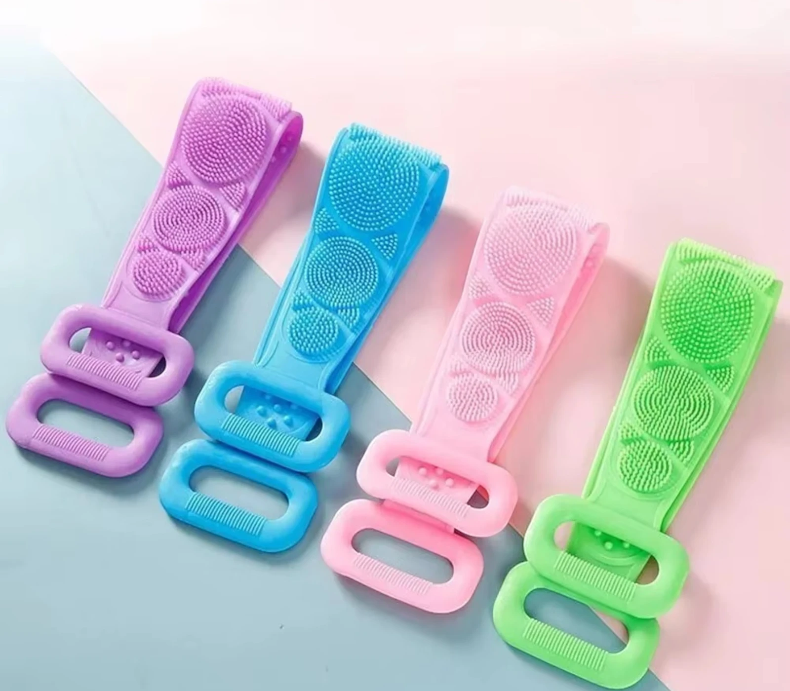 Silicone Exfoliating Bath Brush Belt – Double-Sided Back Scrubber for Deep Cleaning & Massage