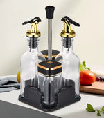Multi-Function Seasoning Bottle Set – Glass Spice Jar Rack with Handle | Vinegar, Oil, and Sauce Dispenser Organizer