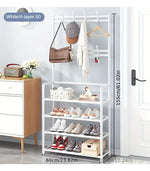 3-in-1 Multi-Layer Storage Shelf – Space-Saving Shoe Rack with Clothes & Hat Hangers for Bedroom or Living Room Organization