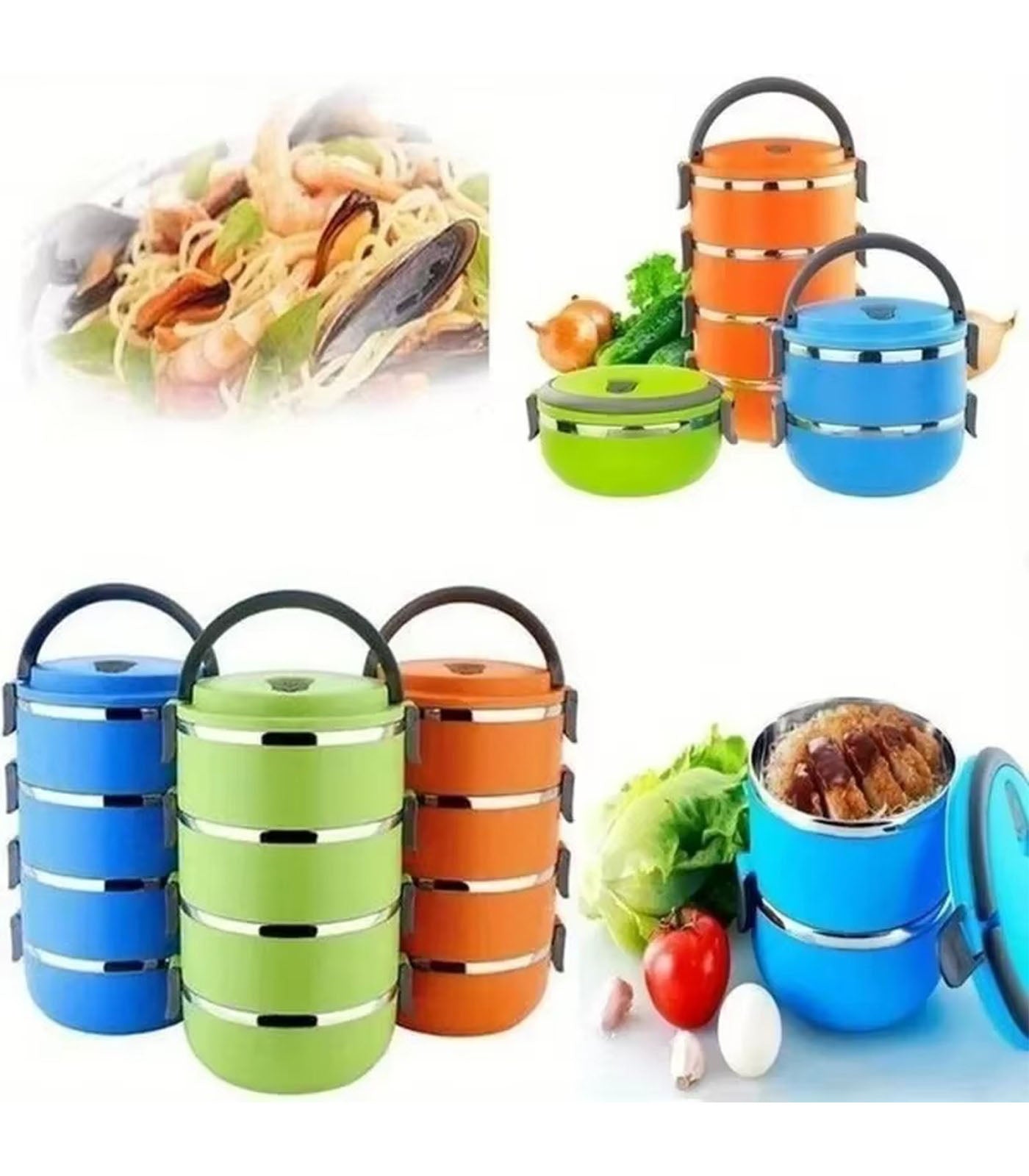 3-Layer Stainless Steel Insulated Lunch Box – Multi-Tier Food Container for Hot & Cold Meals