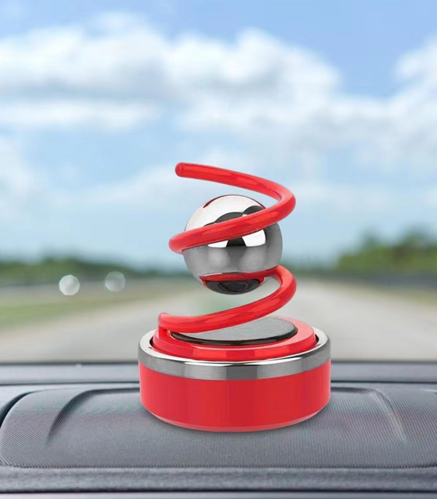 Solar Powered Car Air Freshener – Rotating Ball with Electroplating, No Fading Car Ornament with Spring