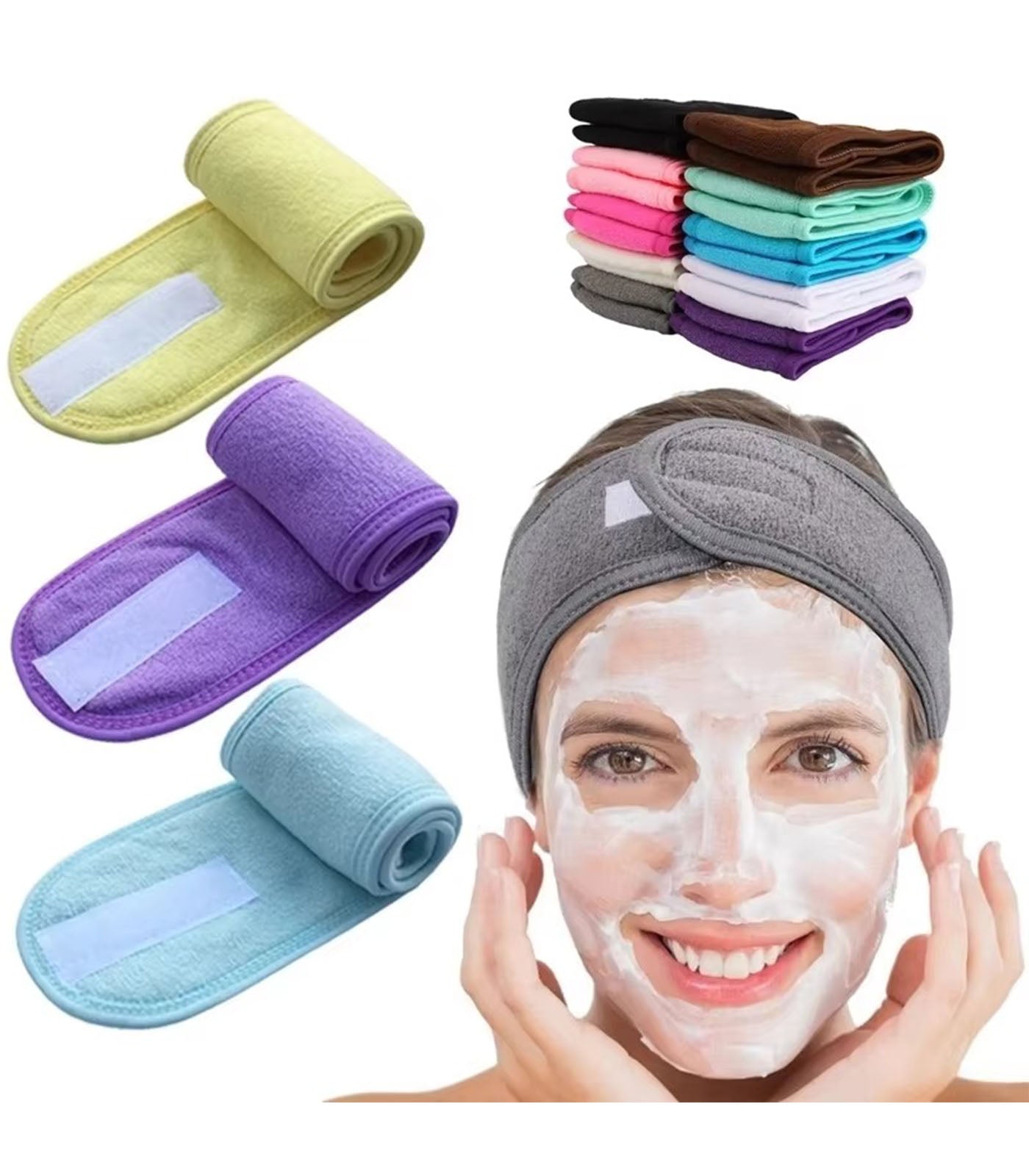 Soft Toweling Hair Headband – Adjustable Spa & Facial Band for Women