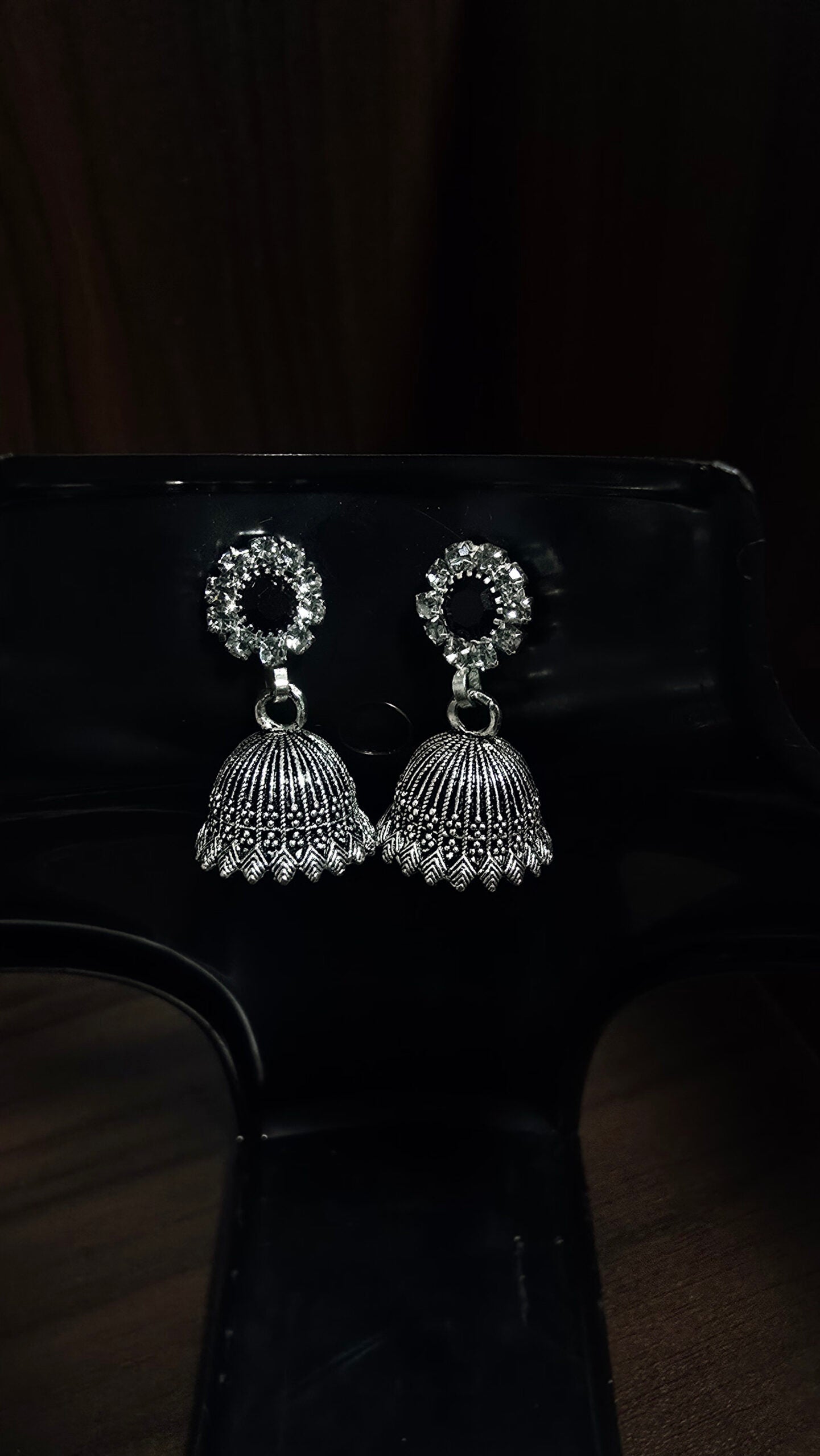 Traditional Jhumka Earrings with Stone Detail
