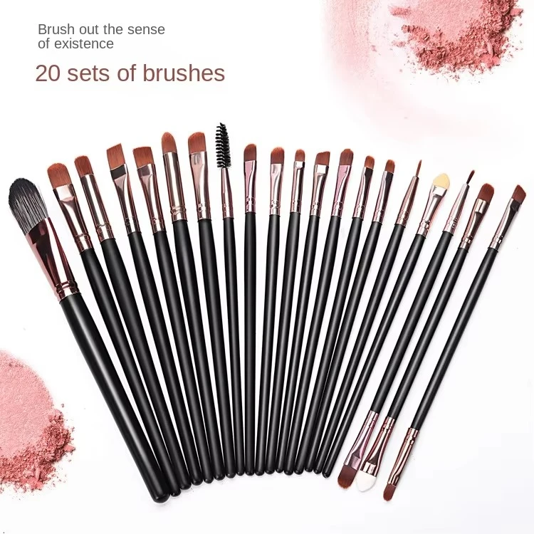 20 Piece Eye Makeup Brush Set with Soft Bristles, Beauty Tools, and a Free Eyeliner Brush