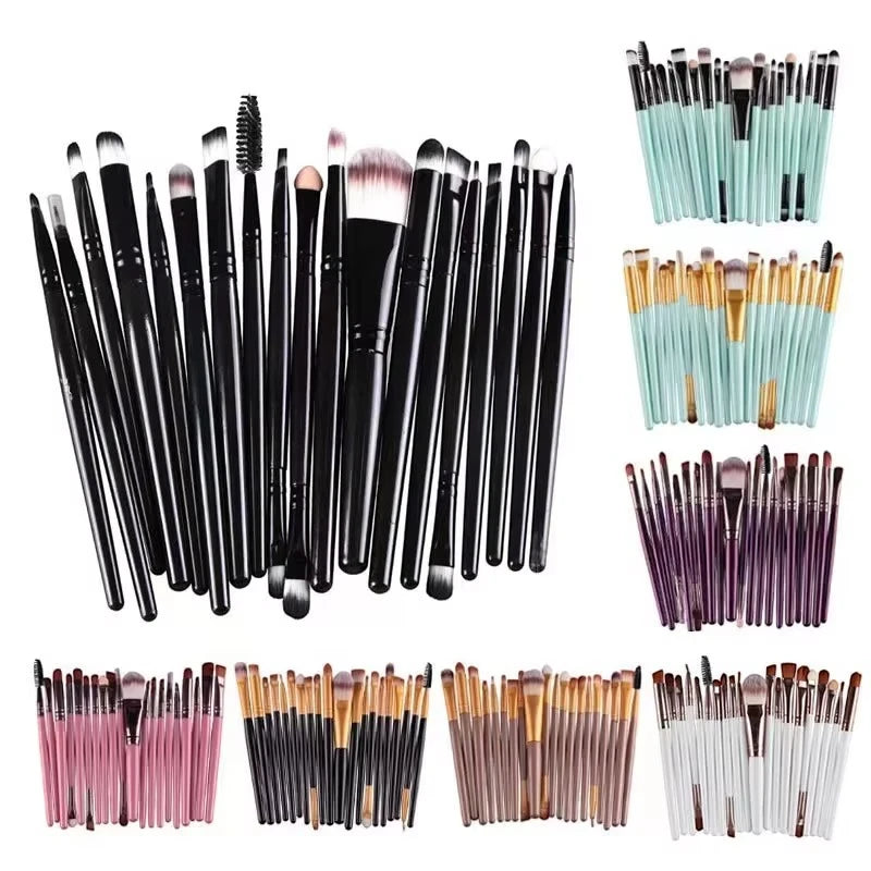 20 Piece Eye Makeup Brush Set with Soft Bristles, Beauty Tools, and a Free Eyeliner Brush