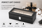 Premium PU Leather Watch Storage Box with Glass Display Lid & Lock
