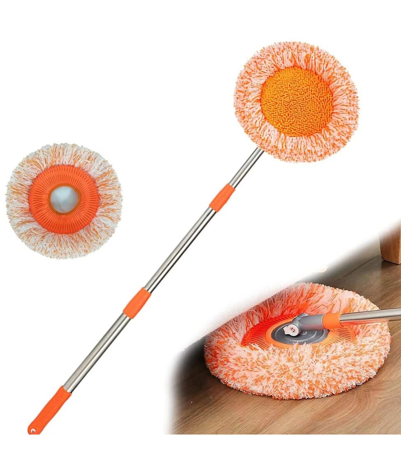 360° Rotatable Microfiber Mop Round Wet &amp; Dry Cleaning Tool for Floors, Walls &amp; Windows