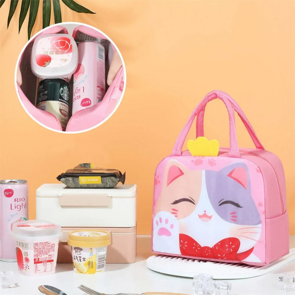 3D Cartoon Animal Lunch Bag – Insulated Oxford Cloth Bento Tote for Kids & Adults