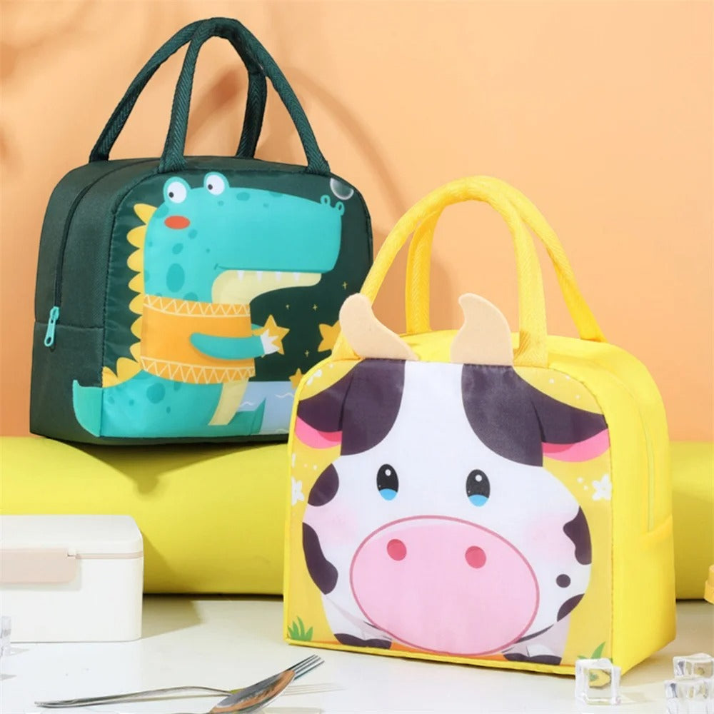 3D Cartoon Animal Lunch Bag – Insulated Oxford Cloth Bento Tote for Kids & Adults