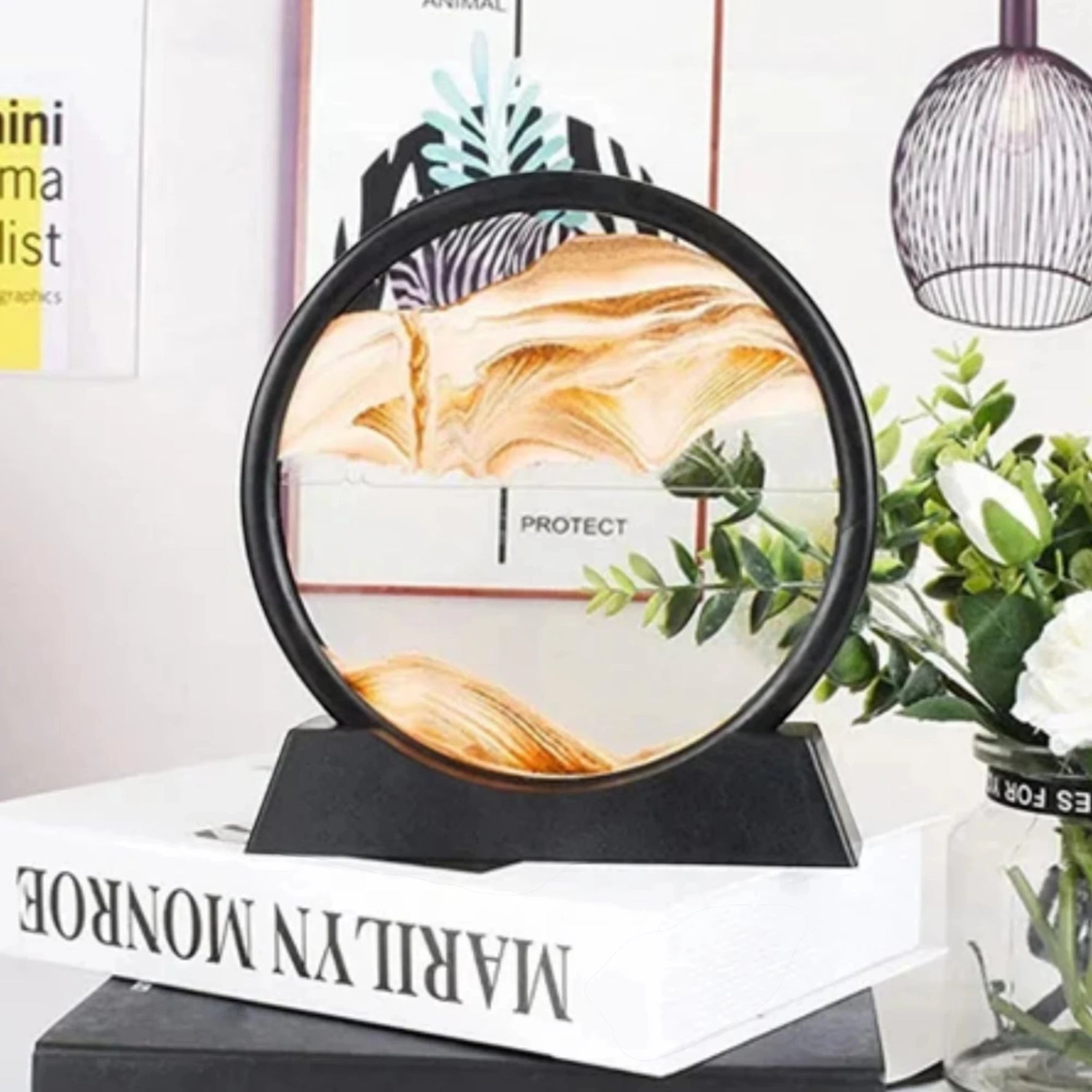 3D Rotating Quicksand Art Hourglass – Liquid Sandscape Timer for Home &amp; Office Decor