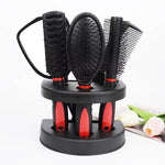 5-Piece Hair Comb Set with Mirror – Air Cushion Massage Comb, Curly Hair Fluffy Brush for Women & Girls