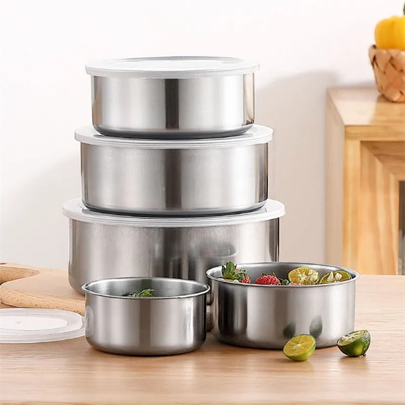 5-Piece Stainless Steel Microwavable Lunch Box & Storage Container Set