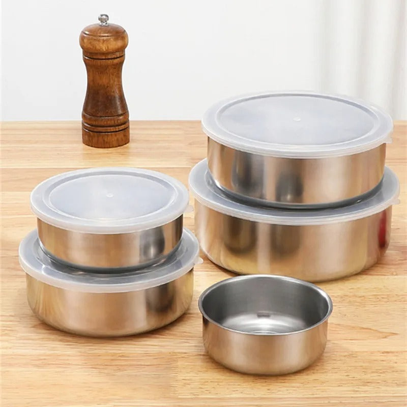 5-Piece Stainless Steel Microwavable Lunch Box & Storage Container Set