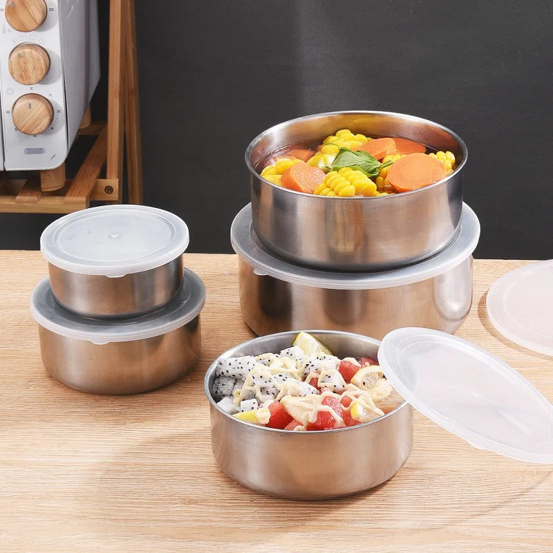 5-Piece Stainless Steel Microwavable Lunch Box & Storage Container Set