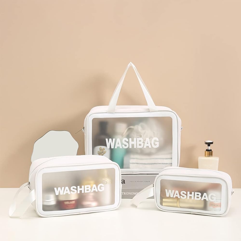 Waterproof Cosmetic Bag for Women – Portable Travel Makeup Storage Organizer | PVC Wash Bag