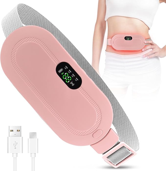 Electric Period Pain Relief Belt with Heat & Vibration – Rechargeable Menstrual Cramp Massager