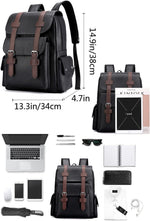Vintage Leather Laptop Backpack – Waterproof Anti-Theft Business Travel Backpack for Men & Women (15.6")