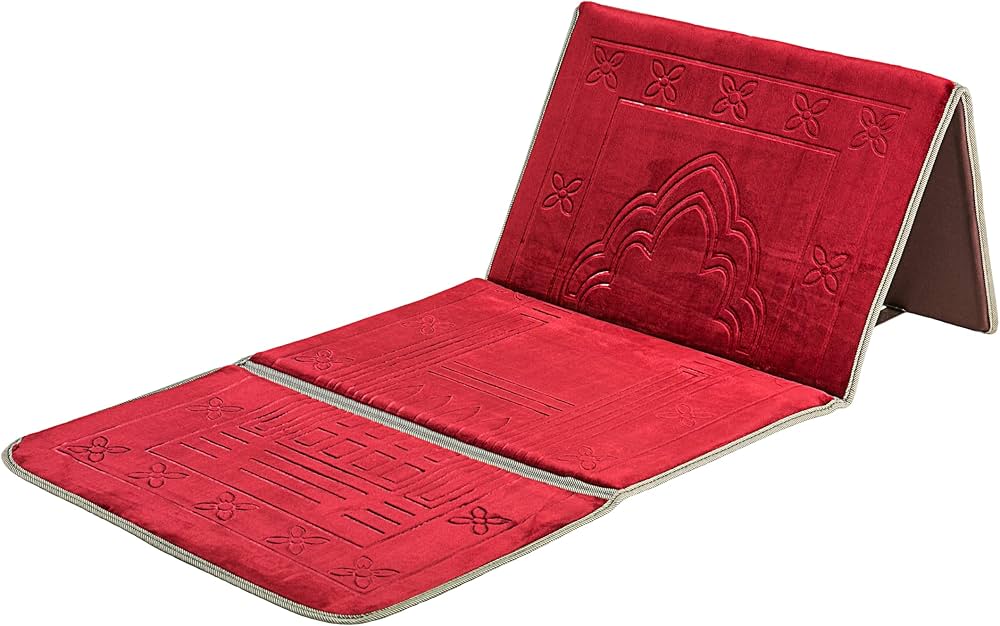 Muslim Prayer Rug with Back Support – Foldable Portable Anti-Slip Prayer Mat