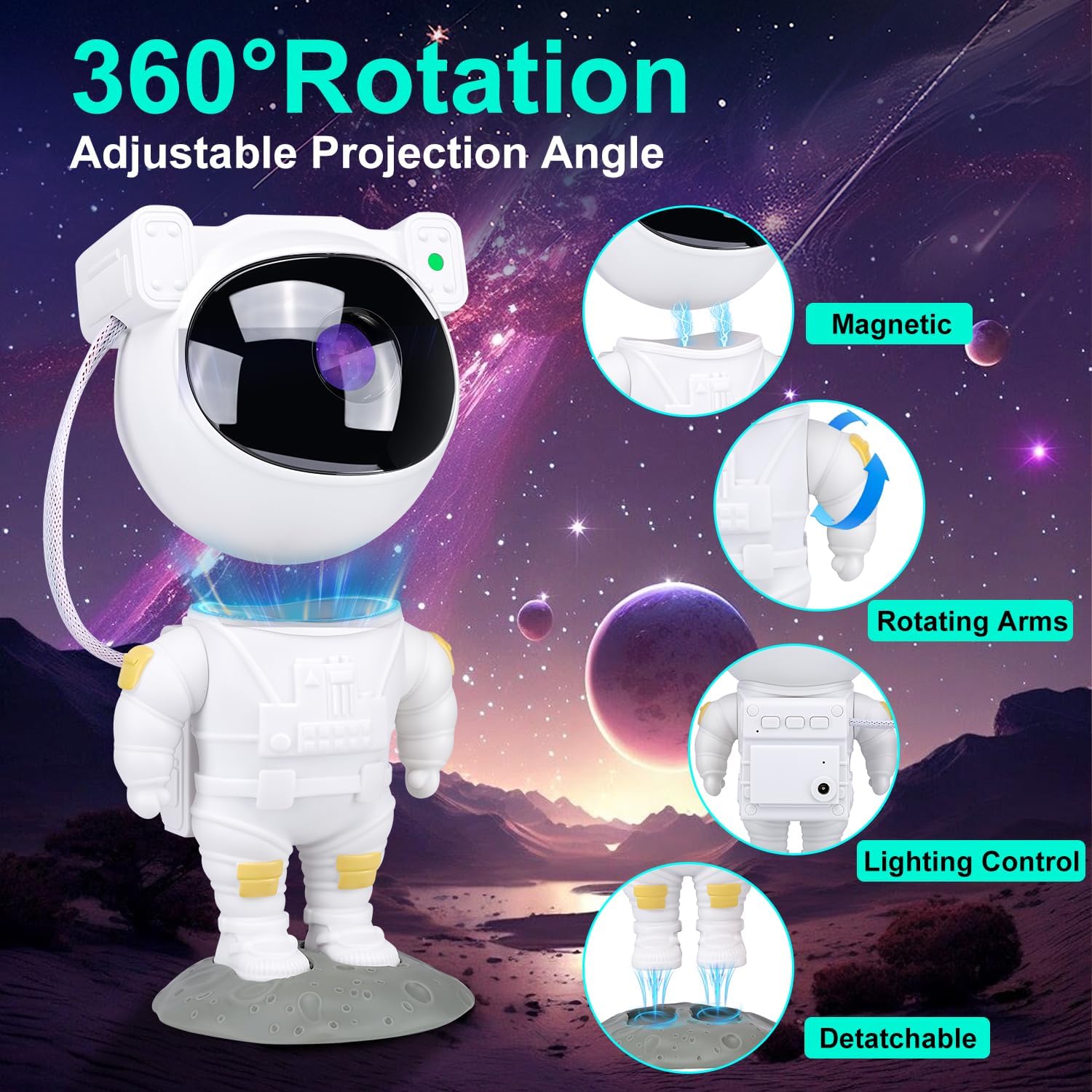 Astronaut Star Projector Galaxy Night Light – LED Nebula & Star Ceiling Lamp with Remote | Bedroom Décor & Gift
