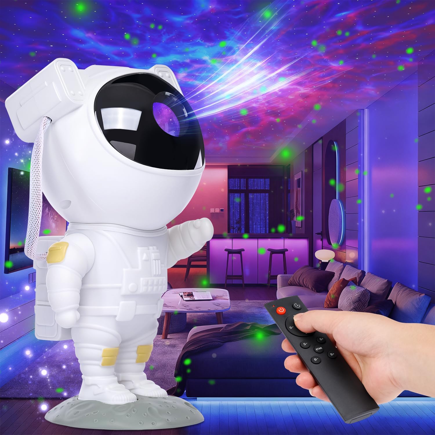 Astronaut Star Projector Galaxy Night Light – LED Nebula & Star Ceiling Lamp with Remote | Bedroom Décor & Gift