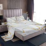 Luxury Marble Print Bed Sheet Set – Soft Microfiber Fitted Bedding Set with Pillowcases (All Sizes)