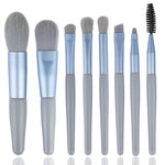 8-Piece Mini Makeup Brush Set with Portable Snap Bag