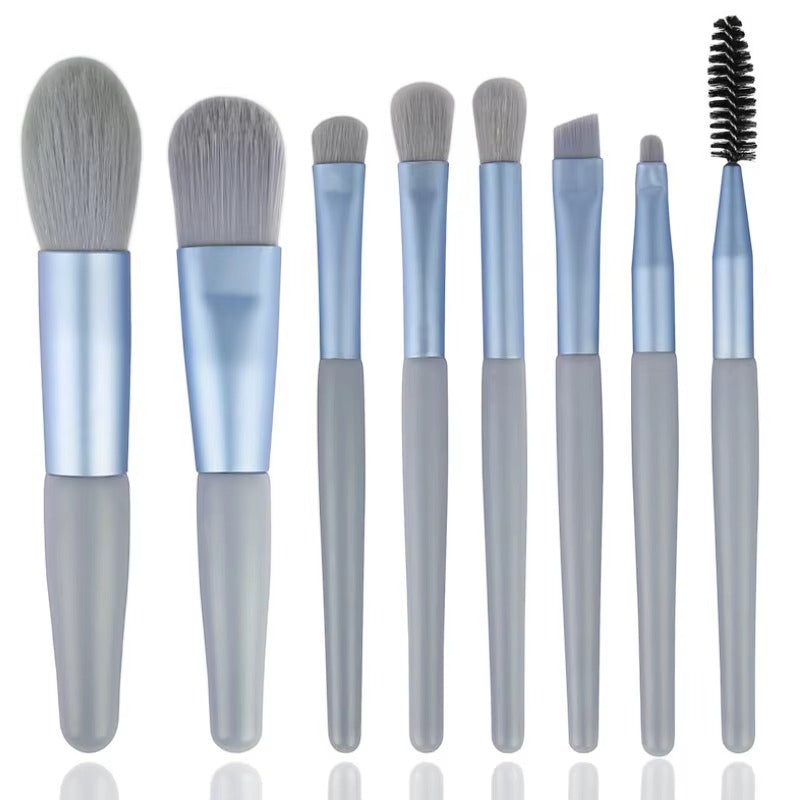 8-Piece Mini Makeup Brush Set with Portable Snap Bag