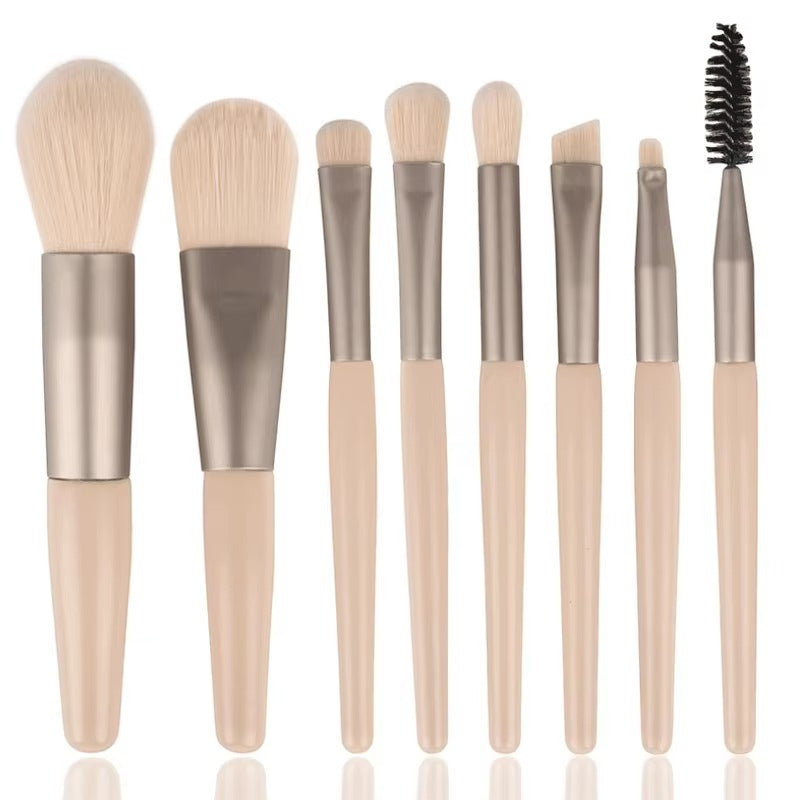 8-Piece Mini Makeup Brush Set with Portable Snap Bag