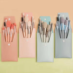 8-Piece Mini Makeup Brush Set with Portable Snap Bag