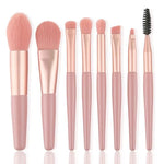 8-Piece Mini Makeup Brush Set with Portable Snap Bag