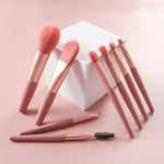 8-Piece Mini Makeup Brush Set with Portable Snap Bag